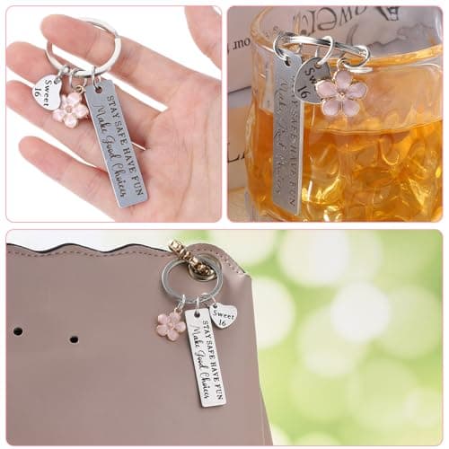 Ouligay Sweet 16 Gifts for Girls, 16th Birthday Gift for Girls Keychain, Sweet Sixteen Christmas Gifts for 16 Year Old Girl, 16th Party Decoration Favors for Teen Girl Daughter Sister Best Friend