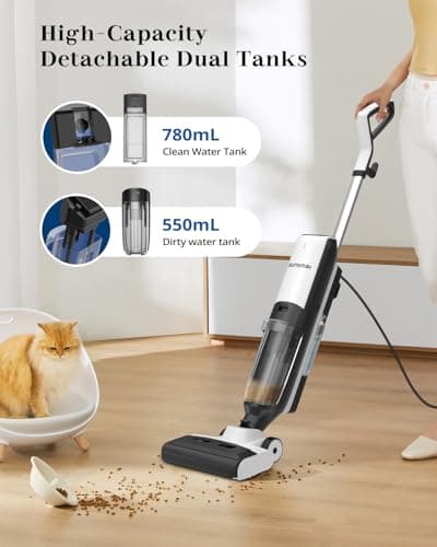 4-in-1 Steam Vacuum Mop Self-Cleaning Wet Dry Vacuum for Hardwood Floors Carpets 212°F High-Temperature Steam with LED Display