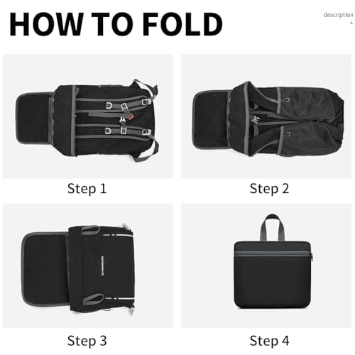 35L Lightweight Packable Backpack – Durable Foldable Daypack for Travel, Hiking, and Gym (Black)