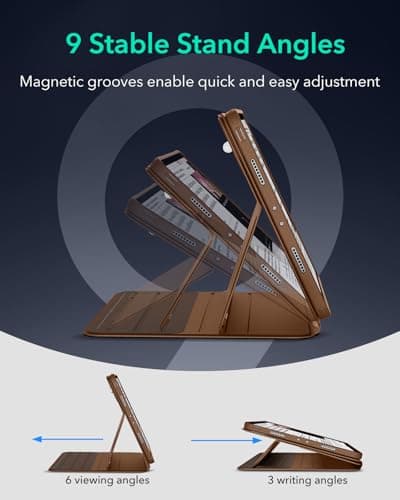 ESR for iPad Pro 12.9 Case (6th/5th Generation, 2022/2021), Removable Magnetic Cover, Adjustable Portrait/Landscape Stand with Raised Display View, 9 Standing Angles, Shift Series, Brown