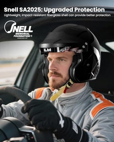 ILM Snell SA2025 Open Face Auto Racing Helmets Lightweight Fiberglass Helmet for Men and Women Model R95