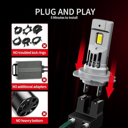 Latest 𝖧𝟩 Bulbs, 90,000LM 6500K White Super Bright, 1:1 Halogen Size, 6500K Cool White, No Adapter Required, Easy Install Non-Polarity Off Road Lights, Pack of 2