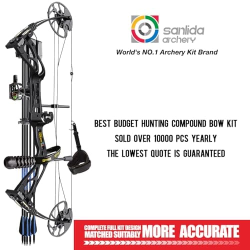Sanlida Archery Dragon X8 RTH Compound Bow Package for Adults and Teens,18”-31” Draw Length,0-70 Lbs Draw Weight,up to IBO 310 fps,No Bow Press Needed,Limited Life-time Warranty,RH Only