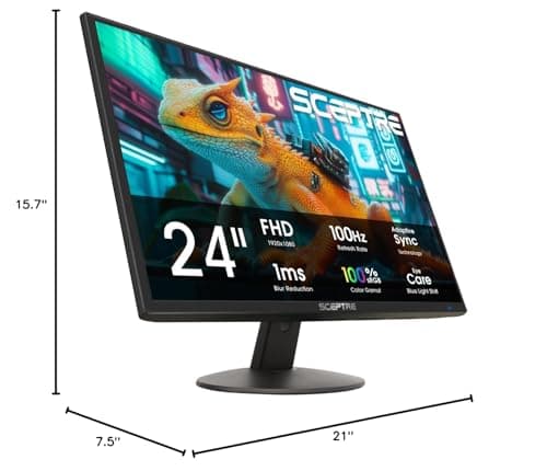 New! Sceptre 24-inch Prime Monitor 100Hz 100% sRGB HDMI x2 VGA Build-in Speakers Machine Black 2026 (E248W-19203R Series)