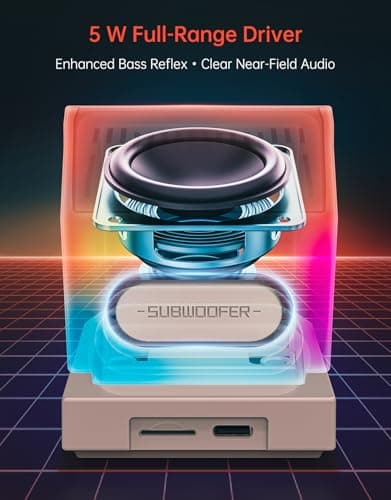 Bluetooth & USB Audio, Alarm/White Noise Clock, Desk Setup Gifts for Gaming Divoom MiniToo Retro PC-Style Computer Speaker, Pixel Screen with DIY Faces B0FRF3XGQ4