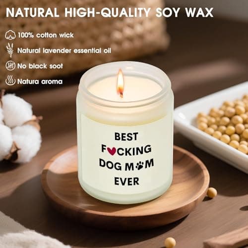 Kosmickiss Dog Mom Gifts for Women, Funny Dog Lovers Gifts for Women, Birthday Christmas Mothers Day Gift, Handmade Soy Wax Candle
