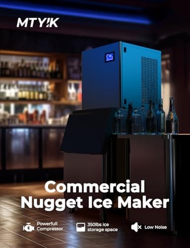 22" Commercial Nugget Ice Maker Machine 420LBS/24H with 350LBS Storage Bin, Nugget Ice Style, Air Cooled Powerfull Compressor, Industrial Nugget Ice Machine for Business