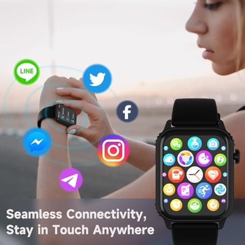 TRAUSI TRAUSI Smart Watches for Women Men, 1.83" HD Smartwatch with 110 Sports Modes, IP67 Waterproof, Bluetooth Call and Music Control；Heart Rate and Sleep Monitor (Black)