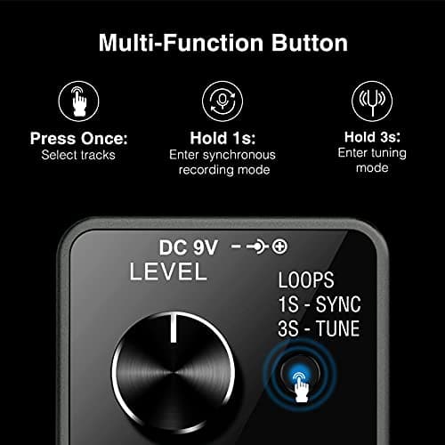 LEKATO Looper Pedal,Guitar Looper Pedal with 9V 0.6A Looper Pedal Power Supply Adapter, Effect Loop Pedal with SYNC & Tuner Function Loop Pedal for Electric Guitar 3 Loops 18 Minutes Record Time