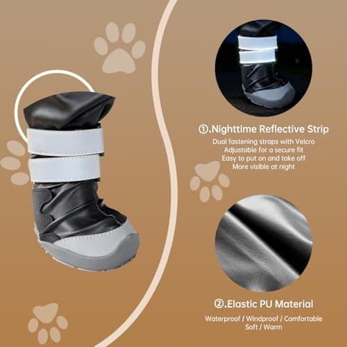 YAQUHO Upgraded Dog Suspender Boots, Suspender Boots for Large Dogs, Waterproof Dog Rain Boot, Anti-Slip Winter Snow Dog Shoes Leggings, Adjustable Paws Protector for Outdoor Dogs Walking Hiking (L)