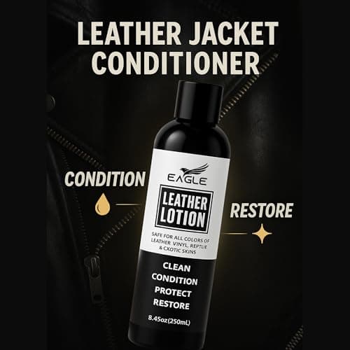 Eagle Leather Jacket Conditioner- Leather Lotion with Cloth for Boots, Jackets, Purses, Handbags & Bags – Lanolin & Natural Oils to Clean, Condition, Restore & Protect All Leather Colors
