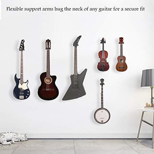 Sound harbor Guitar Wall Mount Hanger 2 Pack Hook Acoustic Electric Bass Guitar Wall Hanger Black Metal Guitar Holder