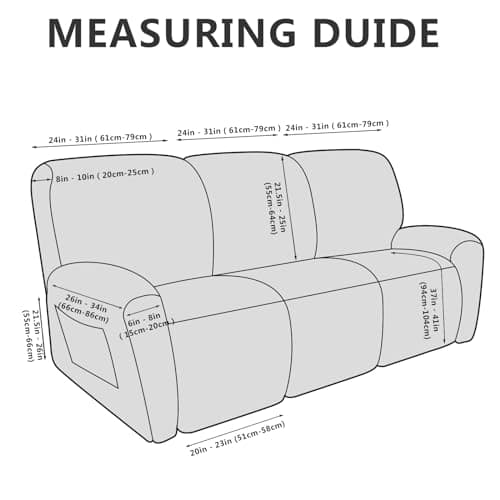 ANARACHON Leather Look Recliner Couch Cover 8-Piece Recliner Sofa Slipcovers 3 Seater for Reclining Couches Furniture Protector Spandex Fabric Washable (Recliner Sofa, Brown)