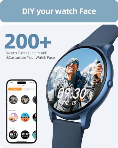 Parsonver Smart Watch for Women Men (Answer/Make Calls) Compatible with iPhone/Android Phones, Fitness Tracker with 100+ Sports Modes IP68 Waterproof, Heart Rate/Blood Oxygen/Sleep/Steps Monitor, Blue