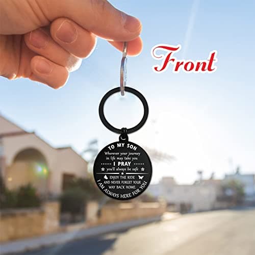 ENGZHI Son Keychain, Son Gifts for Teen Boys, Adult Son Gradution 2025 Present for Birthday Fathers Day Valentines