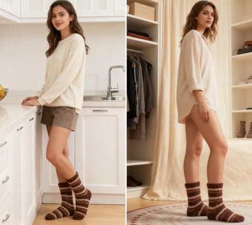 Soft Thick Plush Warm Socks, Christmas Winter Gifts for Ladies,Comfortable Indoor Home Socks, Sleep Slipper Socks Fuzzy Socks for Women Fluffy Cozy Slipper Socks Fall Halloween Socks Gifts B0DKF8CRWW