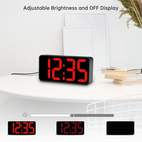 DreamSky Small Digital Alarm Clock for Bedroom, Large Big Numbers Display with Brightness Dimmer, Electric Bedside Desk Clock with USB Charging Port, Adjustable Alarm Volume, USB-C Adapter Powered