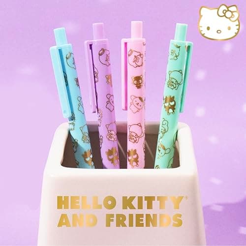 Horizon Group USA Hello Kitty & Friends 4-Piece Pen Set, My Melody, Kuromi, School and Office Supplies, Stationery