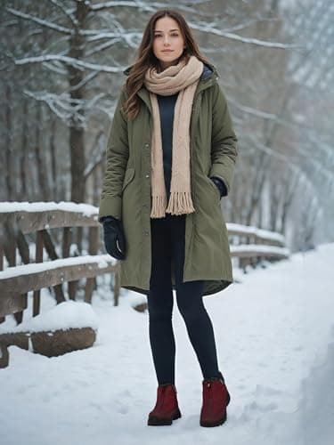 TEMOFON Winter Snow Boots for Women: Waterproof Warm Fur Lined Walking Outdoor Ankle Booties Slip on Snow Shoes Size 5-12