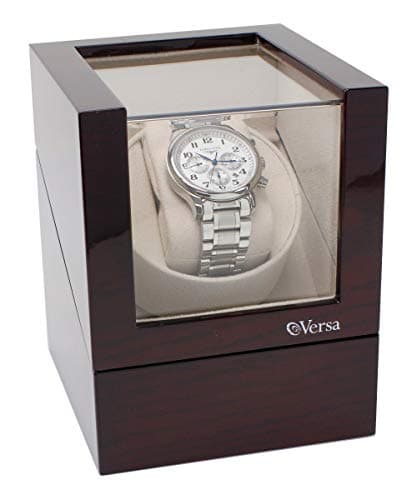 Single Watch Winder by Versa - Elite Automatic Watch Winder - Quiet Japanese Motor - 12 Settings - Compatible with Rolex's, Cartier, Omega, and More