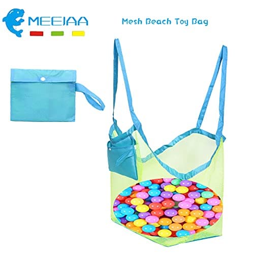 Mesh Beach Bag, Classic Mesh Beach Toy Tote Bag, Foldable Large Children's Toy Storage Bag, Used for Storage of Toys, Shells, Clothes and Towels when Playing on the Beach