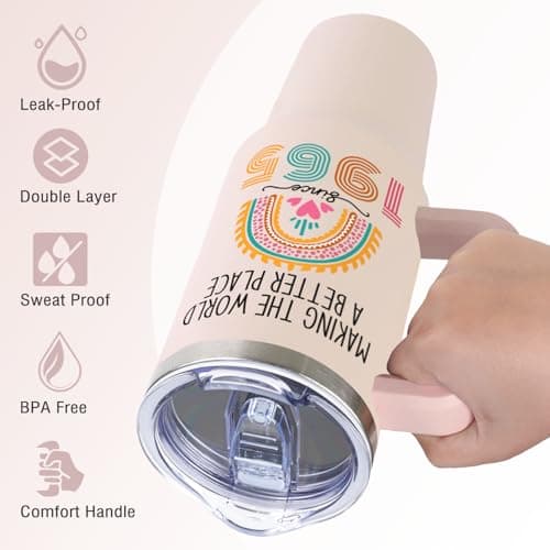 60th Birthday Gifts for Women Her, Cool 1965 60 th Birthday Gifts for Woman Turning 60 Year Old, 60th Birthday Decorations for Women Mom, 60th Birthday Gifts Ideas, 60 and Fabulous 40oz Tumbler Cup