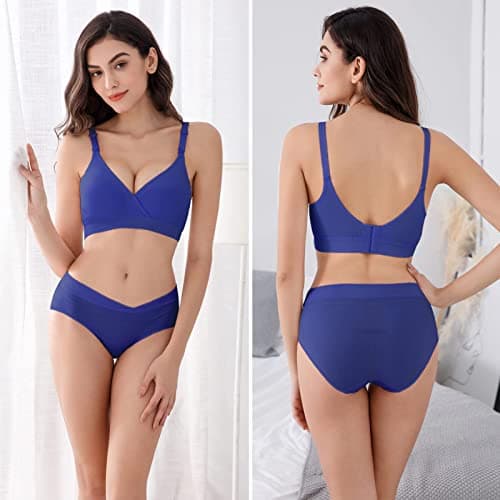 Vinfact 3 Pack Nursing Bras for Breastfeeding Seamless V Neck Maternity Bra Women Pregnancy Breastfeeding Bra