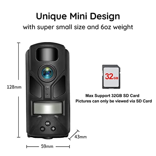20MP MINI Trail Camera,1080P Hunting Trail Camera with No Glow 940nm Night Vision Motion Activated IP66 Waterproof,80ft Illumination Range Hunting Game Cam for Wildlife Monitoring