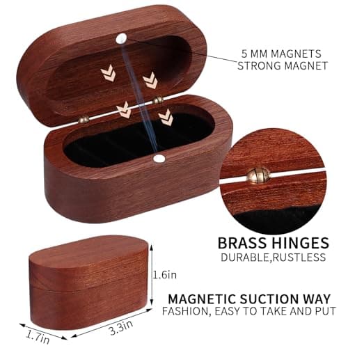 Walnut Guitar Plectrum Holder Set with 2 Color Wood Plectrums and 8 Celluloid Plectrums (4 Thicknesses),Mini Jewelry Box,Brown Wooden Trinkets,Box Size 3.35 * 1.77 * 1.57 inch (Wood color)