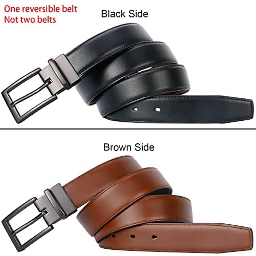 Lavemi Mens Belt Reversible 100% Italian Leather Dress Casual,One Reverse for 2 Colors,Trim to Fit