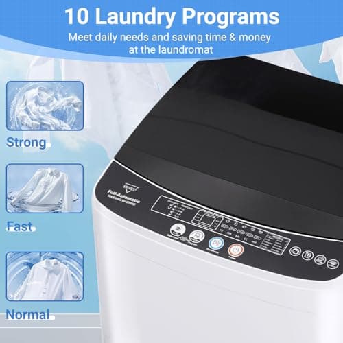 Erivess Compact Washer and Dryer Combo Set, 2.0Cu.Ft Full-Automatic Washing Machine with 10 Washing Programs & 1.6Cu.Ft Compact Dryer with 5 Drying Modes, for Apartment, Bathroom, RV-Camping, White