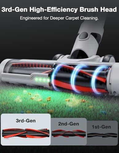 Maircle Cordless Stick Vacuum Cleaner for Home, Lightweight Rechargeable Vacuum with 55min Runtime, Powerful Suction, Green LED Headlight, 9-in-1 Pet Hair Carpet & Hardwood Floor Cleaner