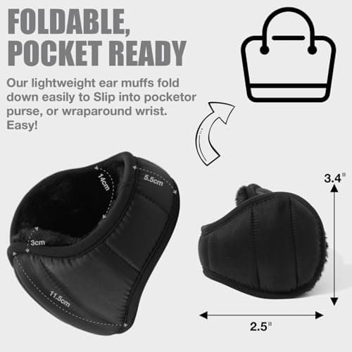 Dwenarry Winter Warm Ear Muffs Unisex Foldable Ear Warmers Adjustable fleece Earmuffs for Men Women Cold Weather 1/2 Pack