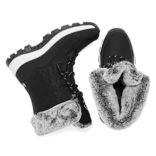 EARLDE Women's Snow Boots Waterproof Winter Boots Mid-Calf Outdoor Lightweight Warm Faux Fur Lined with Non-slip Sole