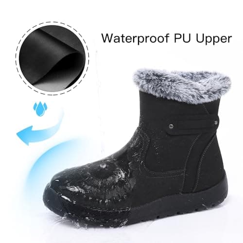 SHIBEVER Women's Snow Boots Winter Fur Lined Waterproof Anti-Slip Booties Women Ankle Snow Boots