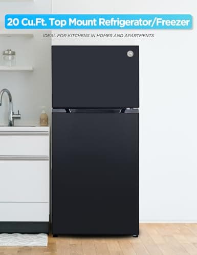 Commercial Cool 20 Cu. Ft. Top Mount Refrigerator with Ice Maker, 2-Door Refrigerator with Top Freezer, Freezer with Icemaker and Adjustable Temperature Control, Energy Star Certified, Black