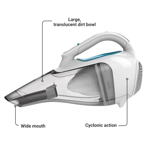 BLACK+DECKER dustbuster Cordless Handheld Vacuum, Portable Vacuum for Car and Home Rechargeable, Powerful Suction, Wide Mouth (HHVI315JO42)