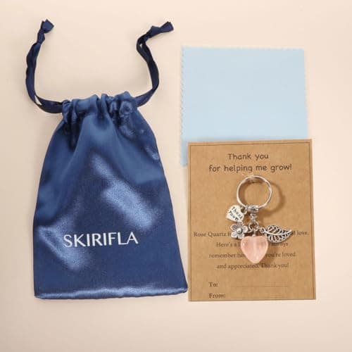 Teacher Appreciation Natural Crystal Keychain, Christmas Valentines Day Thank You for Helping Me Grow Teacher Gifts