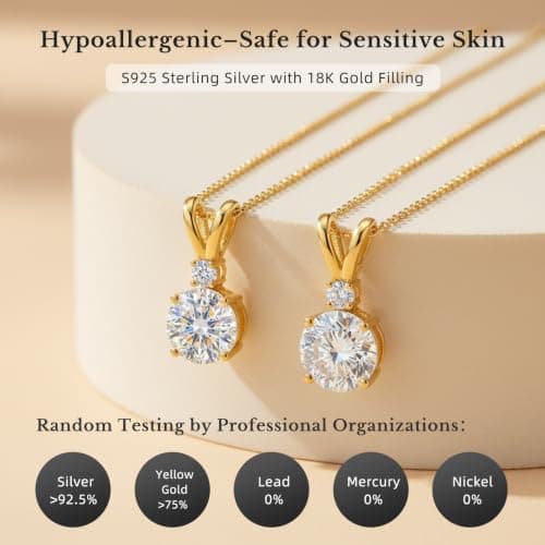 18+2" Chain S925 Sterling Silver with 18K Gold Filled|Womens Jewelry Gift for Christmas Valentines Mothers Day with Wife Card Moissanite Necklaces for Women|1-2CT D-VVS1 Gifts for Wife w/LED Box B0GVNG77SZ