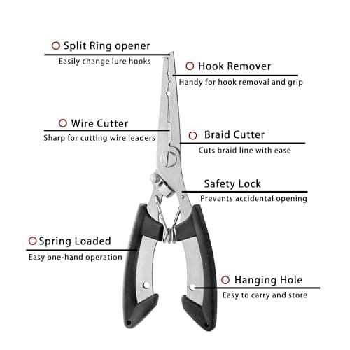 HAMMER IRON ALLEY 2PCS Stainless Steel Fishing Pliers with Lanyard, HIA Needle Nose Pliers Fishing Hook Remover, Great for Saltwater and Freshwater