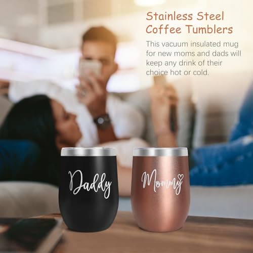 New Mom Gifts for Women, Top Pregnancy Gifts for New Parents Gender Reveal Gifts with Mom and Dad Tumbler Set for First Time Moms, Expecting Parents to Be, Gender Reveal, Baby Shower…