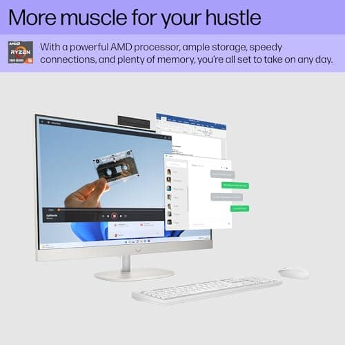 HP 27" FHD Touchscreen All-in-One Desktop Computer, 16GB DDR5 RAM, 1TB SSD Storage, AMD Ryzen 5 7520U Processor, WiFi6, Wireless Keyboard & Mouse, Windows 11
