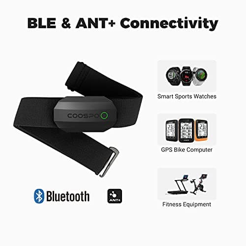 COOSPO Bluetooth Heart Rate Monitor Chest Strap H808S, ANT+ BLE HR Monitor Chest, HRM IP67 Waterproof, 300H Battery Life