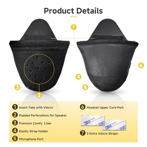 Moman HEB Half Helmet Speaker Pockets, Ear Pads for Motorcycle Helmet Headset Motorbike Headphone Helmet with Narrow or Wide Straps Blocks Wind Noise & Cold