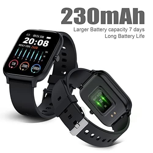Smart Watch for Men Women Compatible with iPhone Samsung Android Phone 1.83 inch Full Touch Screen IP68 Waterproof Bluetooh Fitness Tracker Heart Rate/Sleep Monitor, Black