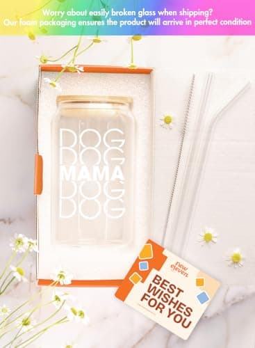 NewEleven Gifts For Dog Lovers, Dogs Owners, Dog Moms, Fur Mama - Dog Mom Gifts For Women - Cute Funny Gift For Women, Best Friend, Girlfriend - 16 Oz Coffee Glass