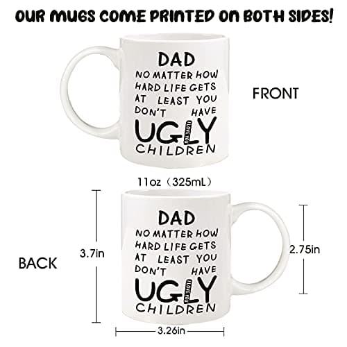 Unique Ceramic Cup Printed on Both Sides Personalized Christmas Birthday Father’s Day Presents for Dad Husband Stepfather Fathers Day Dad Gifts 11oz Funny Coffee Mug for Dad from Daughter Son Wife B09C8JJFL2