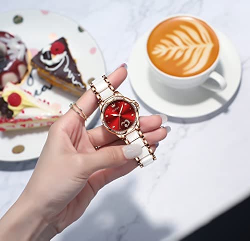 OLEVS Automatic Watch for Women Luxury Diamond Rose Gold Ladies Self Winding Mechanical Ceramic Wrist Watch Love Heart Date