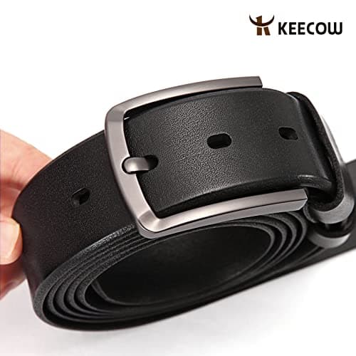 KEECOW Men's 100% Italian Cow Leather Belt Men With Anti-Scratch Buckle,Packed in a Box