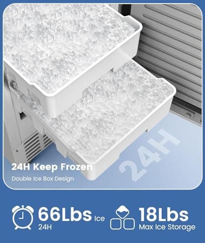 Electactic Nugget Ice Machine, Commercial Undercounter Ice Maker, 66Lbs/Day, Built-in Freestanding Stainless Steel, Self-Cleaning & 24H Timer for Business/Bar
